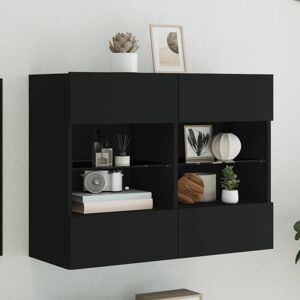 vidaXL TV-Wandschrank mit LED-Leuchten Schwarz 78,5x30x60,5 cm - Schwarz