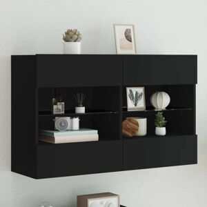 vidaXL TV-Wandschrank mit LED-Leuchten Schwarz 98,5x30x60,5 cm - Schwarz