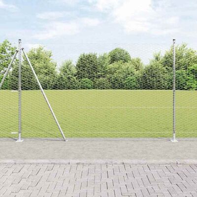 vidaXL Sechseckiger Zaun mit Betonfundament 10 x 1,6 m Silber Netz - Silber vidaXL Sechseckiger Zaun mit Betonfundament 10 x 1,6 m Silber Netz - Silber