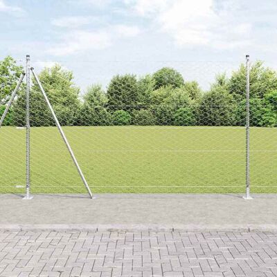 vidaXL Sechseckiger Zaun mit Betonfundament 10 x 1,6 m Silber Netz - Silber vidaXL Sechseckiger Zaun mit Betonfundament 10 x 1,6 m Silber Netz - Silber