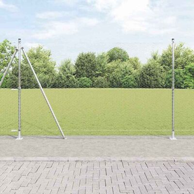 vidaXL Sechseckiger Zaun mit Betonfundament 25 x 1,6 m Silber Netz - Silber vidaXL Sechseckiger Zaun mit Betonfundament 25 x 1,6 m Silber Netz - Silber