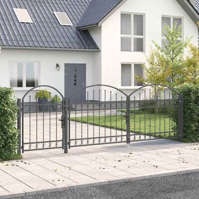 vidaXL Gartentor mit gewölbtem Oberteil Assen Grau 4 x 1,25 m Stahl - Schwarz vidaXL Gartentor mit gewölbtem Oberteil Assen Grau 4 x 1,25 m Stahl - Schwarz