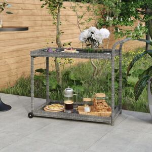 vidaXL Barwagen Grau 100x45x83 cm Poly Rattan - Grau