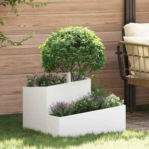 vidaXL Garten-Pflanzgefäß Weiß 60 x 60 x 50 cm Kaltgewalzter Stahl - Weiß vidaXL Garten-Pflanzgefäß Weiß 60 x 60 x 50 cm Kaltgewalzter Stahl - Weiß