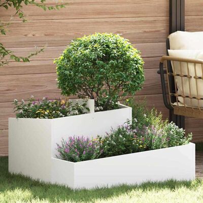 vidaXL Garten-Pflanzgefäß Weiß 80 x 80 x 50 cm Kaltgewalzter Stahl - Weiß vidaXL Garten-Pflanzgefäß Weiß 80 x 80 x 50 cm Kaltgewalzter Stahl - Weiß