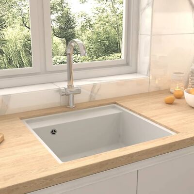 vidaXL Küchenspüle mit Überlauf Weiß Granit - Weiß vidaXL Küchenspüle mit Überlauf Weiß Granit - Weiß