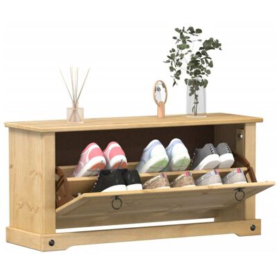 vidaXL Schuhschrank Corona 99x32x47 cm Massivholz Kiefer - Braun vidaXL Schuhschrank Corona 99x32x47 cm Massivholz Kiefer - Braun