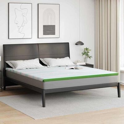 vidaXL Matratzenauflage Weiß und Grün 200 x 200 cm Jacquard Stoff - Weiß vidaXL Matratzenauflage Weiß und Grün 200 x 200 cm Jacquard Stoff - Weiß