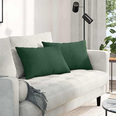 vidaXL Sofakissen 2 pcs Dunkelgrün 60 x 40 cm Cordstoff - Grün vidaXL Sofakissen 2 pcs Dunkelgrün 60 x 40 cm Cordstoff - Grün