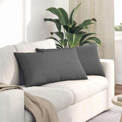 vidaXL Sofakissen 2 pcs Dunkelgrau 80 x 40 cm Stoff - Grau vidaXL Sofakissen 2 pcs Dunkelgrau 80 x 40 cm Stoff - Grau