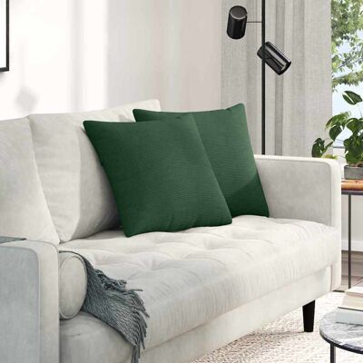 vidaXL Sofakissen 2 pcs Dunkelgrün 45 x 45 cm Cordstoff - Grün vidaXL Sofakissen 2 pcs Dunkelgrün 45 x 45 cm Cordstoff - Grün