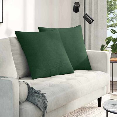 vidaXL Sofakissen 2 pcs Dunkelgrün 80 x 80 cm Cordstoff - Grün vidaXL Sofakissen 2 pcs Dunkelgrün 80 x 80 cm Cordstoff - Grün