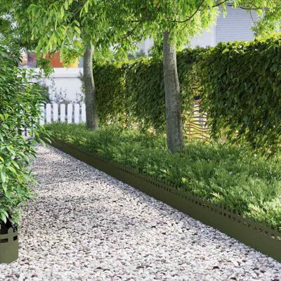 vidaXL Rasenkanten 10 pcs Olive Grün 103 x 0,05 x 22 cm Stahl - Olivgrün vidaXL Rasenkanten 10 pcs Olive Grün 103 x 0,05 x 22 cm Stahl - Olivgrün