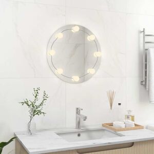 vidaXL Wandspiegel mit LED-Beleuchtung Rund Glas - Silber