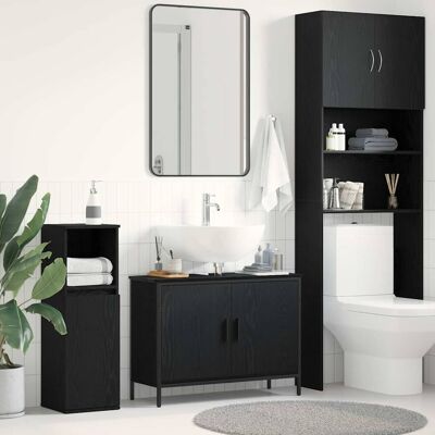 vidaXL Waschbeckenschrank mit Tür Schwarz Eichen-Optik 80 x 30 x 60 cm - Schwarz vidaXL Waschbeckenschrank mit Tür Schwarz Eichen-Optik 80 x 30 x 60 cm - Schwarz