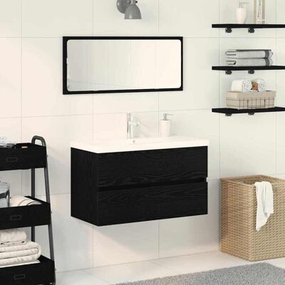 vidaXL Waschbeckenschrank Schwarz Eichen-Optik 80 x 39 x 62 cm - Schwarz vidaXL Waschbeckenschrank Schwarz Eichen-Optik 80 x 39 x 62 cm - Schwarz