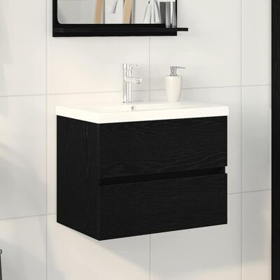 vidaXL Waschbeckenschrank Schwarz Eichen-Optik 60 x 39 x 62 cm - Schwarz vidaXL Waschbeckenschrank Schwarz Eichen-Optik 60 x 39 x 62 cm - Schwarz