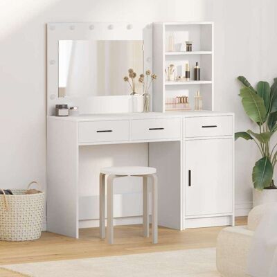 vidaXL Set von 2 Weiß Holz Mittel Schminktisch Rechteckig Modern White vidaXL Set von 2 Weiß Holz Mittel Schminktisch Rechteckig Modern White
