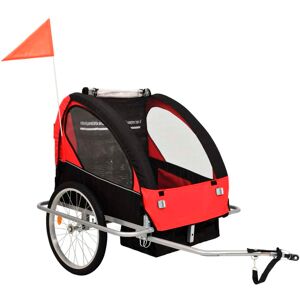 vidaXL 2-in-1 Fahrradanhänger und Kinderwagen Schwarz und Rot - Rot