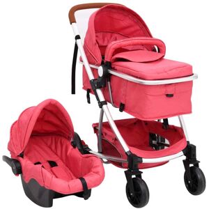 vidaXL 3-in-1-Kinderwagen Rot Aluminium - Rot