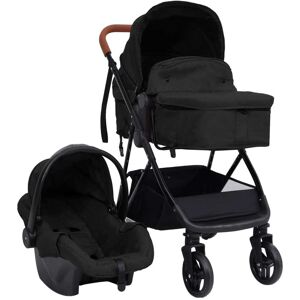 vidaXL 3-in-1 Kinderwagen Anthrazit und Schwarz Stahl - Anthrazit