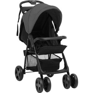 vidaXL 2-in-1 Kinderwagen Dunkelgrau und Schwarz Stahl - Grau