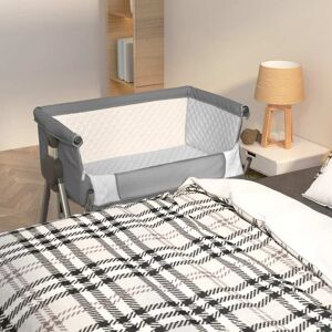 vidaXL Babybett mit Matratze Dunkelgrau Leinenstoff - Grau