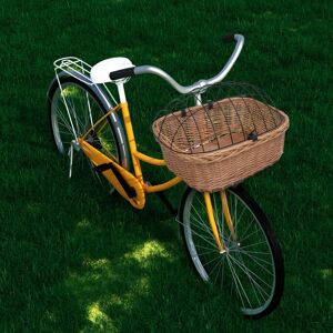 vidaXL Fahrradkorb Vorne mit Deckel 50x45x35 cm Natur Weide - Braun