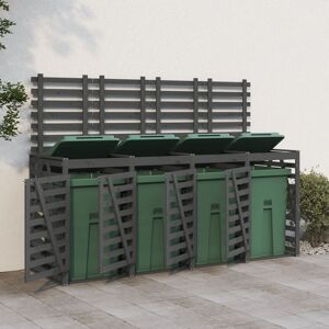 vidaXL Mülltonnenbox für 4 Tonnen Grau Massivholz Kiefer - Grau