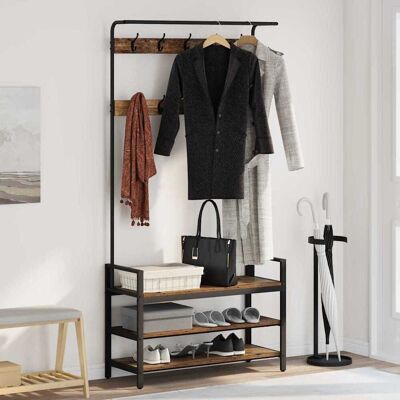 vidaXL Garderobenständer Altholz 95 x 34 x 184 cm Holzwerkstoff - Braun vidaXL Garderobenständer Altholz 95 x 34 x 184 cm Holzwerkstoff - Braun