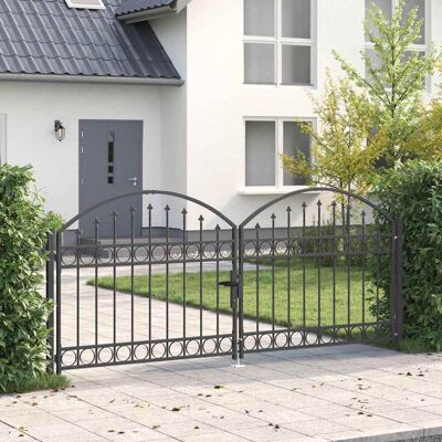vidaXL Zauntor ASSEN 301 x 175,5 cm Stahl Grau Abschließbar - Grau vidaXL Zauntor ASSEN 301 x 175,5 cm Stahl Grau Abschließbar - Grau