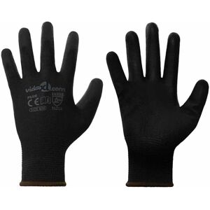 vidaXL Arbeitshandschuhe 12 pcs Schwarz 8 / m Polyester - Schwarz vidaXL Arbeitshandschuhe 12 pcs Schwarz 8 / m Polyester - Schwarz
