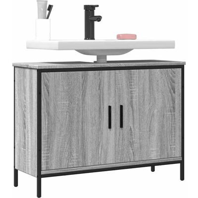 vidaXL Waschbeckenunterschrank Grau Sonoma 80x30x60 cm Holzwerkstoff - Grau vidaXL Waschbeckenunterschrank Grau Sonoma 80x30x60 cm Holzwerkstoff - Grau