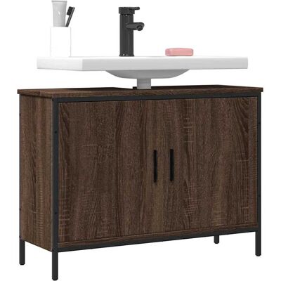vidaXL Waschbeckenunterschrank Braun Eiche 80x30x60 cm Holzwerkstoff - Braun vidaXL Waschbeckenunterschrank Braun Eiche 80x30x60 cm Holzwerkstoff - Braun