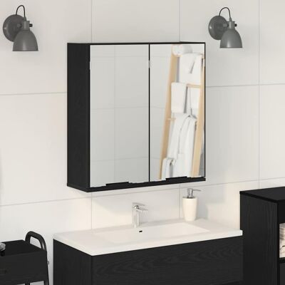 vidaXL Badezimmer Spiegelschrank Schwarzes Eichenholz Wandmontage - Badmöbel vidaXL Badezimmer Spiegelschrank Schwarzes Eichenholz Wandmontage - Badmöbel