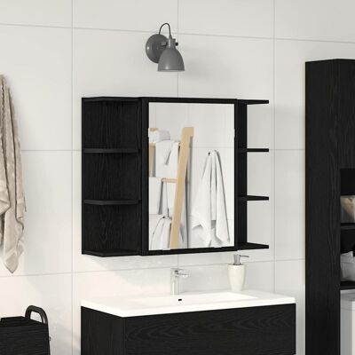 vidaXL Spiegelschrank mit Regal Schwarz Eichen-Optik 80 x 20,5 x 64 cm - Schwarz vidaXL Spiegelschrank mit Regal Schwarz Eichen-Optik 80 x 20,5 x 64 cm - Schwarz