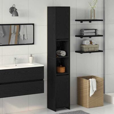 vidaXL Badezimmerschrank Schwarz Eichen-Optik 30 x 30 x 183,5 cm - Schwarz vidaXL Badezimmerschrank Schwarz Eichen-Optik 30 x 30 x 183,5 cm - Schwarz