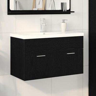 vidaXL Badezimmerschrank Schwarz Eichen-Optik 80 x 38,5 x 46 cm - Schwarz vidaXL Badezimmerschrank Schwarz Eichen-Optik 80 x 38,5 x 46 cm - Schwarz