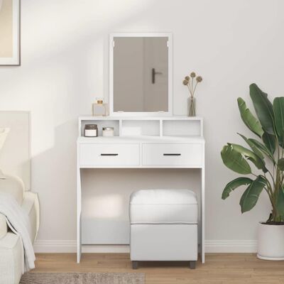 vidaXL Weiß Kosmetiktisch - Modern, Platzsparend mit Spiegel vidaXL Weiß Kosmetiktisch - Modern, Platzsparend mit Spiegel