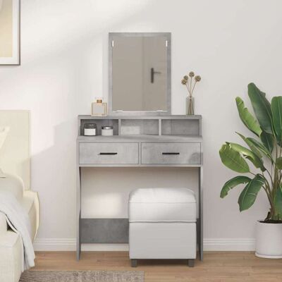 vidaXL Grauer MDF Frisiertisch mit Schubladen - Schminktische vidaXL Grauer MDF Frisiertisch mit Schubladen - Schminktische