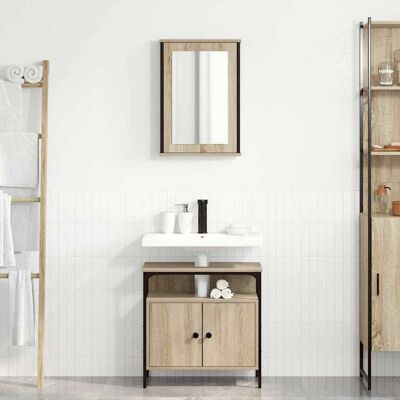 vidaXL Badezimmermöbel-Set mit Regal mit Tür 2 pcs Braun Holzwerkstoff - Braun vidaXL Badezimmermöbel-Set mit Regal mit Tür 2 pcs Braun Holzwerkstoff - Braun
