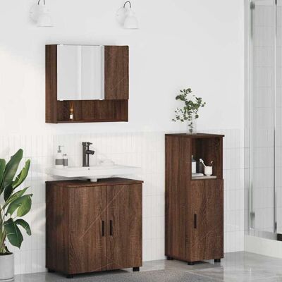vidaXL Badezimmermöbel-Set Wandmontiert 3 pcs Braun Eichen-Optik - Braun vidaXL Badezimmermöbel-Set Wandmontiert 3 pcs Braun Eichen-Optik - Braun