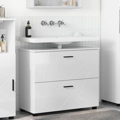 vidaXL Badezimmerschrank mit Speicher Hochglanz Weiß 76,5 x 35 x 64 cm - Weiß vidaXL Badezimmerschrank mit Speicher Hochglanz Weiß 76,5 x 35 x 64 cm - Weiß