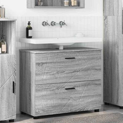 vidaXL Badezimmerschrank mit Speicher Graues Sonoma 76,5 x 35 x 64 cm - Grau vidaXL Badezimmerschrank mit Speicher Graues Sonoma 76,5 x 35 x 64 cm - Grau
