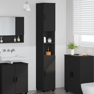 vidaXL Badezimmerschrank mit Speicher mit Tür Schwarz 30 x 35 x 192 cm - Schwarz vidaXL Badezimmerschrank mit Speicher mit Tür Schwarz 30 x 35 x 192 cm - Schwarz