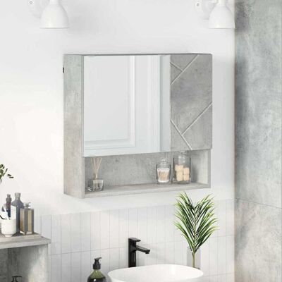 vidaXL Spiegelschrank mit Tür Beton Grau 59 x 17 x 55 cm Holzwerkstoff - Grau vidaXL Spiegelschrank mit Tür Beton Grau 59 x 17 x 55 cm Holzwerkstoff - Grau