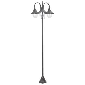 vidaXL Garten-Pollerleuchte E27 220 cm Aluminium 3-Laterne Bronze - Braun