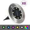 vidaXL Solar-Bodenleuchten 8 Stk. LED RGB-Lichtfarbe - Silber