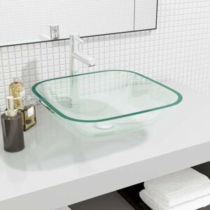 vidaXL Waschbecken Glas 42x42x14 cm Transparent - Transparent