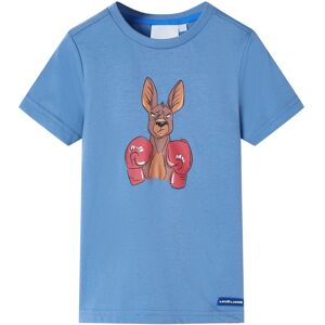 vidaXL Kinder-Kurzarmshirt Mittelblau 140 - Blau